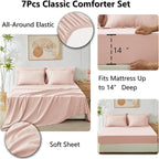 CozyLux Full Size Comforter Sets Blush Pink - 7 Pieces Bed in a Bag Full, Luxury Soft Bed Set for All Seasons, Bedding Set with Down Alternative Comforter, Sheets, Pillowcases & Shams