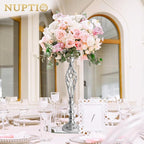 Set of 10 Versatile Silver Flower Arrangement Stand, Pillar Candle Holder Set for Wedding Party Dinner Centerpiece Event Restaurant Hotel Decoration (Silver, 10 x L)