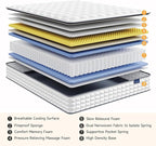 Vesgantti Twin XL Mattress, 12 Inch Hybrid XL Twin Mattress in a Box, Extra Long Pillow Top Twin Mattresses, Gel Memory Foam and Pocket Coils Innerspring Mattresses, Medium Firm Plush Feel