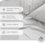 Linen Home 100% Cotton Percale Sheets California King Size, Silver, Deep Pocket, 4 Pieces Set - 1 Flat, 1 Deep Pocket Fitted Sheet and 2 Pillowcases, Crisp Cool and Strong Bed Linen