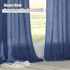 RYB HOME Sheer Curtains for Bedroom - Linen Textured Semi Sheer Curtains for Living Room Boys Nursery Patio Sliding Glass Door Sunlight Filtering, Wide 52 inch x Long 90 inch per Panel, 1 Pair