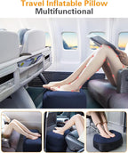 Sunany Inflatable Foot Rest Pillow for Travel, Kids/Adults Airplane Travel Pillow-Adjustable Height Cushions,for Kids to Sleep While Traveling,Suitable for Office, Home and Any Travel（Blue）