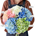 2Green+2White Real Touch Vintage Artificial Hydrangeas, 21" Faux Hydrangea Flowers for Wedding Bouquet Decoration,Fake Hydrangea Silk Flowers for Christmas Centerpieces Tables Party Home