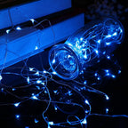 Mikasol Fairy Lights Battery Operated, 1 Pack Mini 3*AAA Battery Powered Copper Wire Led Starry String Lights Firefly Lights for Bedroom, Christmas, Parties, Decoration (5m/16ft Blue)