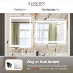 Keonjinn LED Mirror 24 x 32 Inch, Lighted Bathroom Vanity Mirror for Wall, Fronlit Only, HD Tempered Glass, UL-Listed LED Driver, Anti-Fog, Dimmale 6000K, Easy Installation(Horizontal/Vertical)