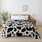 Fleece Cow Print Blanket - Premium Lightweight Anti-Static Bed Cow Throws Soft Cozy Warm Blankets Plush Gift, Bedroom Decor 66" x 90"(Black Cow Twin)
