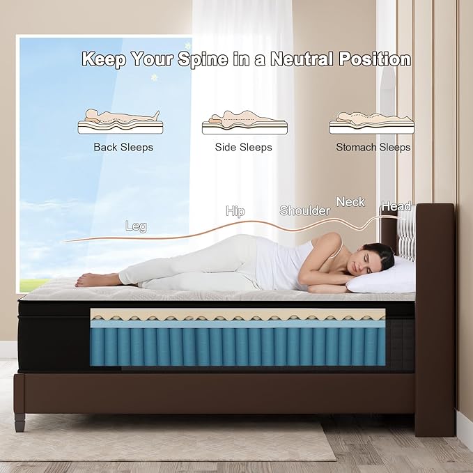 Twin Mattress, 12 Inch Hybrid Mattresses Eurotop with Gel Memory Foam,Motion Isolation Individually Wrapped Pocket Coils Breathable Comfort Soft Pressure Relief 100 Night Trial