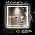 LOAAO 36X36 LED Bathroom Mirror with Lights, Anti-Fog, Dimmable, Backlit + Front Lit, Lighted Bathroom Vanity Mirror for Wall, Memory Function, Tempered Glass, Safe to Use, ETL Listed