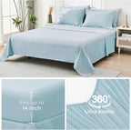 HYMOKEGE Lake Blue Full Size Comforter Sets Seersucker 7 Pieces, All Season Luxury Bed in a Bag for Bedroom, Bedding Set with Comforters, Sheets, Pillowcases & Shams