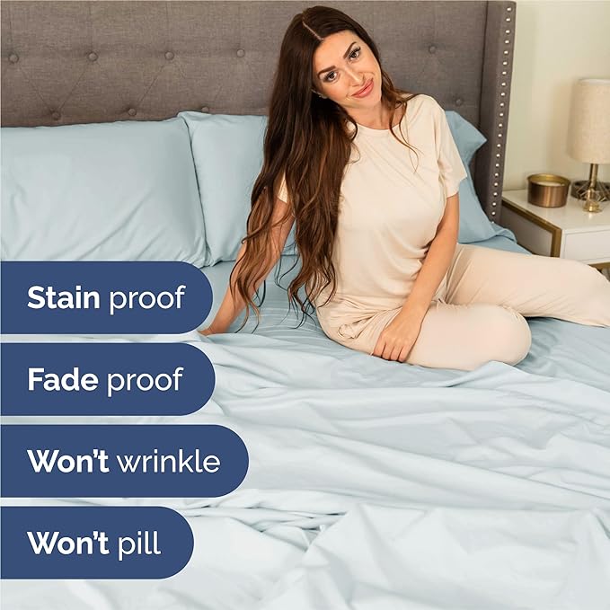 Cal King 6 Piece Sheet Set - Comfy Breathable & Cooling - Ultra-Soft Hotel Luxury Bedding Set w/ 8-16 Inch Deep Pockets - 1 Flat & 1 Fitted Sheet & 4 Pillowcases - Wrinkle Free & Easy Care - Ice Blue