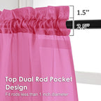 OVZME Sheer Curtains 84 Inches Long 2 Panels Set, Light Filtering Transparent Lightweight Soft Window Treatment Panels for Study Room Living Room Guest Room, Each 42W x 84L Inches, Hot Pink