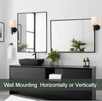 Bathroom Mirror 30x36 Inch, Black Frame Mirror 30"x36", Rectangle Wall Mounted Mirror, Metal Framed Vanity Mirror for Wall 30 by 36, Modern Mirror Hangs Horizontal Or Vertical