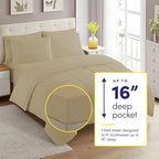 Twin Comforter Set with Sheets - 5-Piece Bedding Collection - 1 Comforter, 1 Fitted Sheet, 1 Flat, 2 Pillowcases - Deep Pocket - Soft & Breathable Premium Quality - Ideal for All Seasons, Taupe