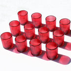 VOHO 24pcs Red Votive Candle Holders for Table Centerpiece, Ribbed Tealight Candle Holder for Christmas & Valentine's Day Decor, Vintage Glass Votive Holder for Gifts