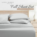 Linen Market Double-Brushed Microfiber Full Sheet Set 4 Piece – Oeko-TEX Certified Ultra Soft & Wrinkle-Free - 16" Deep Pocket Sheets - Easy Care Full Size - Light Gray