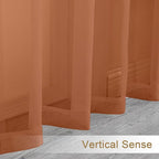 Chyhomenyc Sheer Orange Tier Curtains 24 Inch Length, Small Window Curtains Treatment for Bathroom Living Room Basement, Short Rod Pocket Cafe Curtain, 42W x 24L Inches, 2 Panels