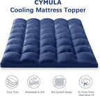 CYMULA Full Bed Mattress Topper, Navy Cooling Mattress Pad Cover, Thick Full Size Pillow Topper Soft with Deep Pockets, Washable Plush Down Alternative Fill Mattress Protector