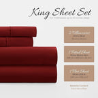 Linen Market Brushed Microfiber King Sheet Set 4 Piece – Oeko-TEX Certified Ultra Soft & Wrinkle-Free - 16" Deep Pocket Sheets - Easy Care King Size - Burgundy