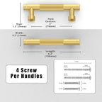 10 Pack Brushed Gold Knurled Cabinet Pulls 3 Inch(76mm) Kitchen Cabinet Handles Solid Zinc Alloy Cabinet Hardware Drawer Pulls