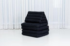 Leewadee Comfortable Japanese Floor Mattress - Thai Floor Bed with Triangle Cushion - Futon Mattress - XL Extra Long Thai Massage Mat, 89 x 20 inches, Black, Kapok Filling