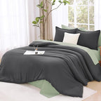 Litanika Oversized King Comforters Dark Grey Super King Size, 3 Pieces Lightweight Solid Bedding Comforter Set, All Season Fluffy Bed Set (120x120In Comforter & 2 Pillowcases)