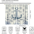 Nautical Anchor Curtains, Vintage Sailboat Ocean Coastal Lighthouse Window Drapes, Navy Blue Coral Shell Seahorse Beach Print Blackout Window Treatments for Living Room Bedroom 72x63in