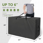 Cuddly Nest Folding Mattress Storage Bag - Heavy Duty Carry Case for Tri-Fold Guest Bed (Fits 6" Queen Mattress,Black)
