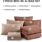 Monbix King Size Comforter Set, Terracotta King Size Bed Set Reversible, King Comforter Set 7 Pieces, Cationic Dyeing Bed in a Bag with Comforter, Sheets, Pillowcases & Shams
