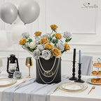 Serwalin 20pcs Artificial Silver Roses, 4'' Big Flower Head, Fake Roses Real Touch, Silk Roses Long Stems Realistic Bouquet for Wedding Parties Table Centerpiece and Home Decor