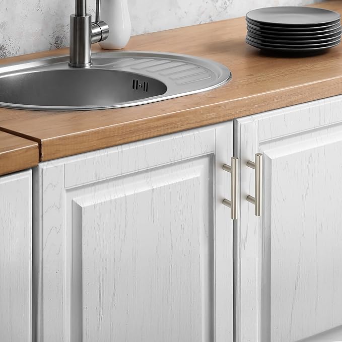 JOY DECOR 60 Pack Cabinet Handles, Brushed Nickel Cabinet Pulls, 2-1/2 in Hole Center Kitchen Cabinet Handles, Stainless Steel T Bar Handles for Dresser Drawers
