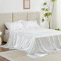 Love's cabin California King Satin Sheet Sets - 4 Piece White Silky Sheets Bed Set with Deep Pocket, Luxury Silk Feel Satin Cal King Sheet Set (1 Flat Sheet,1 Fitted Sheet,2 Pillow Cases)
