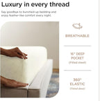 Threadmill California-King Sheets - 800 Thread Count Jacquard Celine Ivory, 100% Pure Cotton 4 Piece Striped Bed Set, Extra Long Staple Cotton, Luxury Damask Sheets with Elasticized Deep Pocket