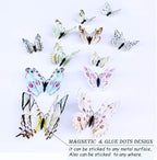 Butterfly Wall Decor 24/48 PCS, 3D Butterflies Stickers for Party Decorations with Magnets (White, 24)