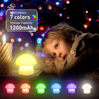 Mushroom Lamp, Rechargeable Night Light, Multi-Color LED Mushroom Nightlight, Dimmable Nightlamp for Breastfeeding, Nursery Squishy Silicone Lamp for Bedroom(Tap/Remote Control)