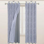 BONZER Mix and Match Curtains - 2 Pieces Branch Print Sheer Curtains and 2 Pieces Blackout Curtains for Bedroom Living Room Grommet Window Drapes, 54x108 Inch/Panel, Light Grey, Set of 4 Panels
