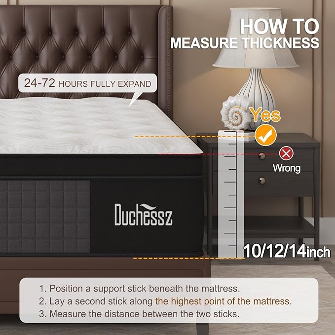 Twin Mattress, 10 Inch Hybrid Mattresses Eurotop with Gel Memory Foam,Motion Isolation Individually Wrapped Pocket Coils Breathable Comfort Soft Pressure Relief