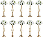 Versatile Metal Flower Arrangement, Candle Holder Stand Set for Wedding Party Dinner Centerpiece Event Restaurant Hotel Decoration (Gold, 10 x M)