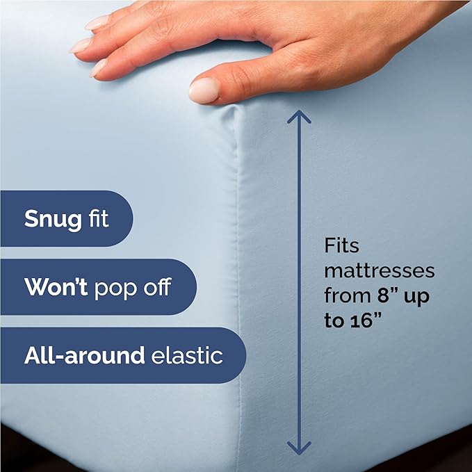 Twin XL 4 Piece Sheet Set - Comfy Breathable & Cooling - Ultra-Soft Hotel Luxury Bedding Set w/ 8-16 Inch Deep Pockets - 1 Flat & 1 Fitted Sheet & 2 Pillowcases - Wrinkle Free & Easy Care - Sky Blue