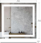 LED Vanity Bathroom Mirror 32 x 32 in. Wall Mounted, Dimmable, Lighted, Anti-Fog Mirror – Modern, Frameless Design