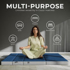 Cozzzi Folding Mattress Full Size for Floor and Traveling with Removable Cover - Lightweight and Portable Folding Mattress for Adults & Kids - Compact and Easy to Storage - Navy (75in x 54in x 4in)