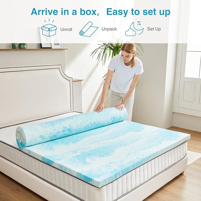 Mattress Topper, Queen Size Cooling Memory Foam Bed Toppers, 3 Inch Soft Mattress Pads for Sleeper Sofa, RV, Camper, CertiPUR-US Certified