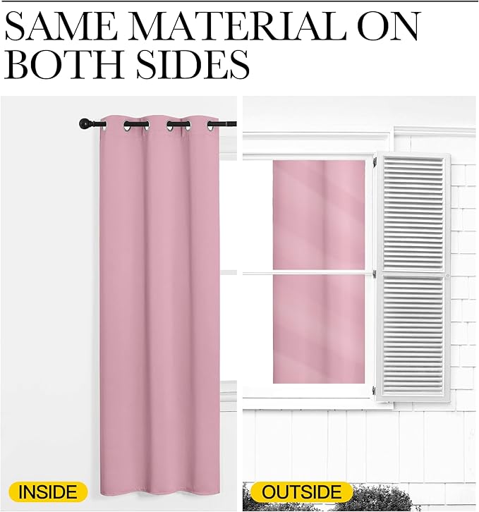 NICETOWN Crystal Pink Room Darkening Curtains for Kitchen, Set of 2, 42 inches Wide by 78 inches Long, Window Treatment Thermal Insulated Solid Grommet Room Darkening Curtains/Drapes for Bedroom