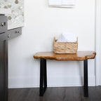 WELLAND Live Edge Cedar Bench, 28" W x 12" D x 16" H, Farmhouse Entryway Bench for Living Dining Room, Rustic Entry Way Benches