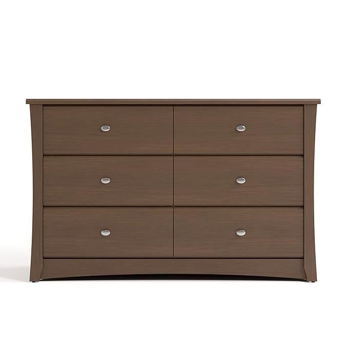 Storkcraft Crescent 6-Drawer Dresser (Hazelnut) – GREENGUARD Gold Certified, Brown Dresser for Bedroom, Kids & Nursery Storage Chest, Safety Interlocking Drawers, Pre-Installed Tracks, Kids Chest