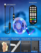 Daymeet LED TV Backlights, 9.8 ft USB Powered RGB Color Changing LED Strip Lights for 32-60 inch TVs with Remote Music Sync Bluetooth APP Control