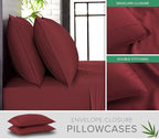 Split King Sheets by Pure Bamboo, Genuine 100% Organic Viscose Derived from Bamboo Bed Sheet Set, Soft & Cooling, Double Stitching *Not for Split Top (Split King, Merlot)