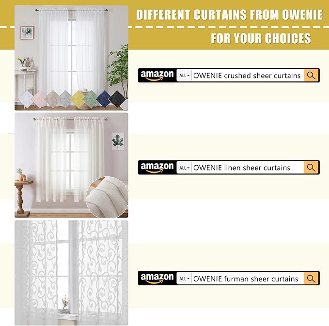 OWENIE Sheer Curtains 84 inches Long 2 Panels Set for Living Room/Bedroom, Rod Pocket Voile Sheer Panel Drapes, White, 2pcs, Each 42" W x 84" L