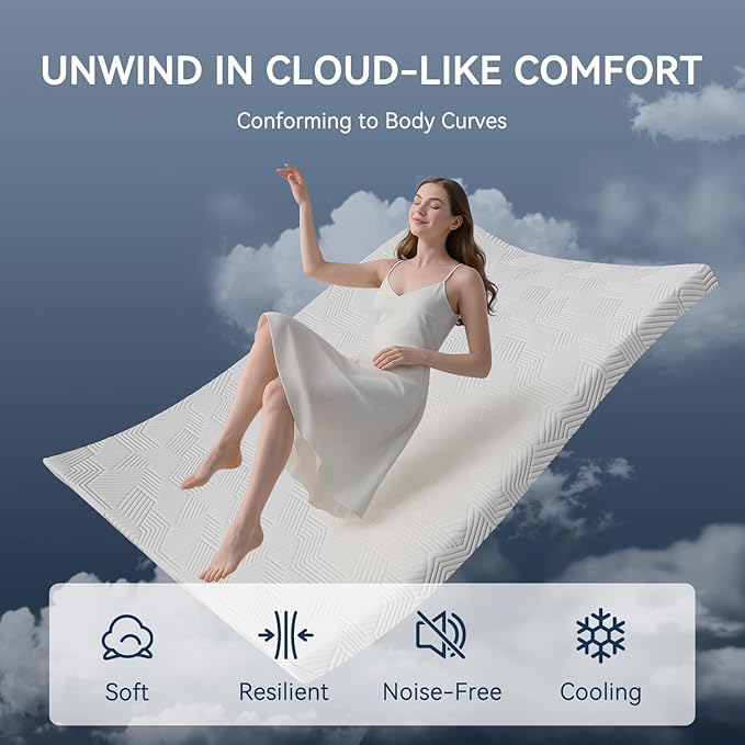 ELEMUSE 3 Inch Gel Memory Foam Mattress Topper Full Size Pressure-Relieving Mattress Topper for Back Pain,Non-Slip Design with Removable & Washable Cover, CertiPUR-US