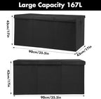 Extra Large Toy Box 167L, Sturdy Toy Storage Chest Organizer Bin Baskets with 2 Removable Divider for Boys, Girls, Kids, Nursery, Bedroom, Playroom, 35.5"x17" x17" (Linen Black)