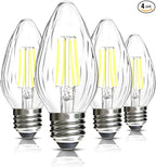 BRIMAX F15 4W LED Light Bulbs, Daylight White 5000K,40W Incandescent Equivalent,Dimmable,E26 Medium Base,Vintage Wrinkle Glass Cover,4 Pack